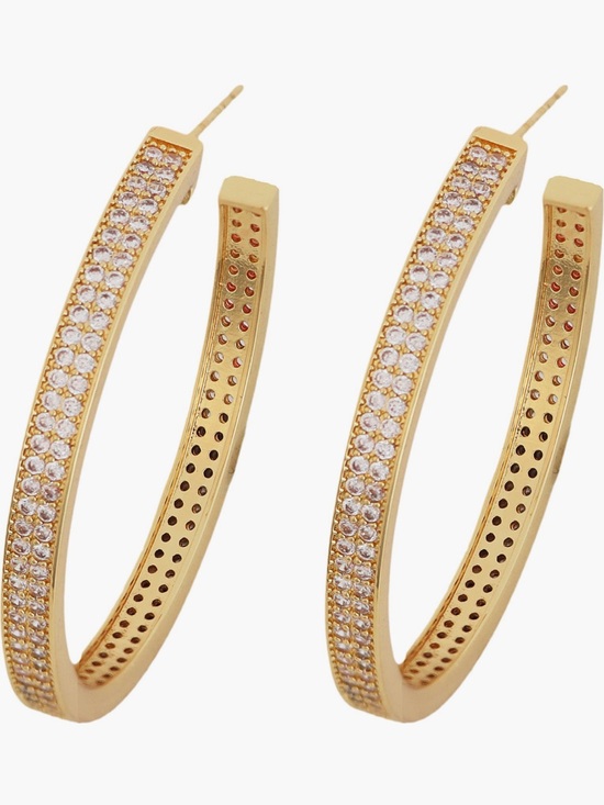 Panacea Cache Jewelry - Panacea 14-Karat Gold Plate Pavé Cubic Zirconia Hoop Earrings NWT